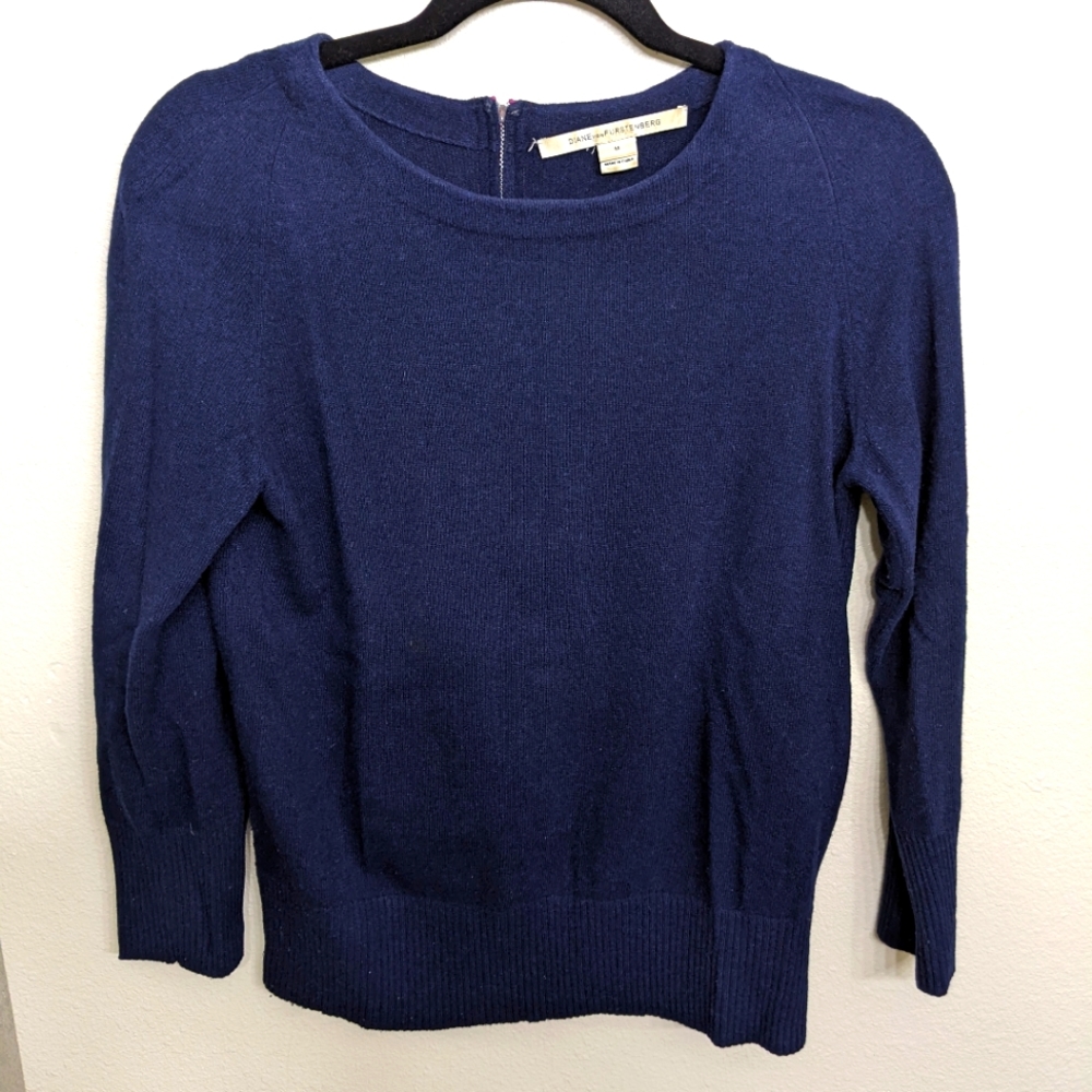 DVF Navy Sweater Size M